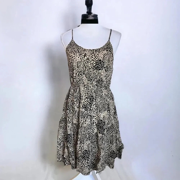Vero Moda Animal Print Glory Singlet Tiered Dress in Travertine Size S - Picture 2 of 14